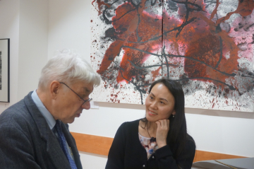 Prof. Kubin beim Interview mit Frau Mag. Helena Chang für Eurasian Matters Podcast, 2016 in Wien