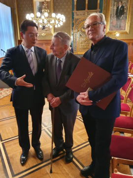 Botschaftsrat Liu Chang, Dr. Hugo Portisch und Walter Fehlinger
