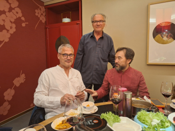 Peter Kolb, Walter Fehlinger, Xue Mo auf der Frankfurter Buchmesse 20231020