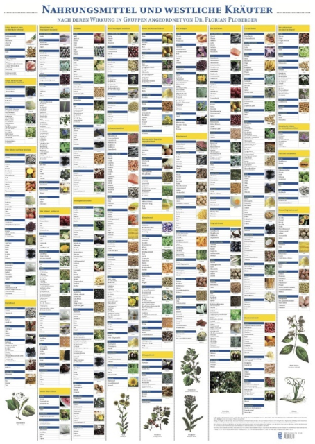 Plakat Nahrungsmittel und westliche Kräuter mit 224 Abbildungen